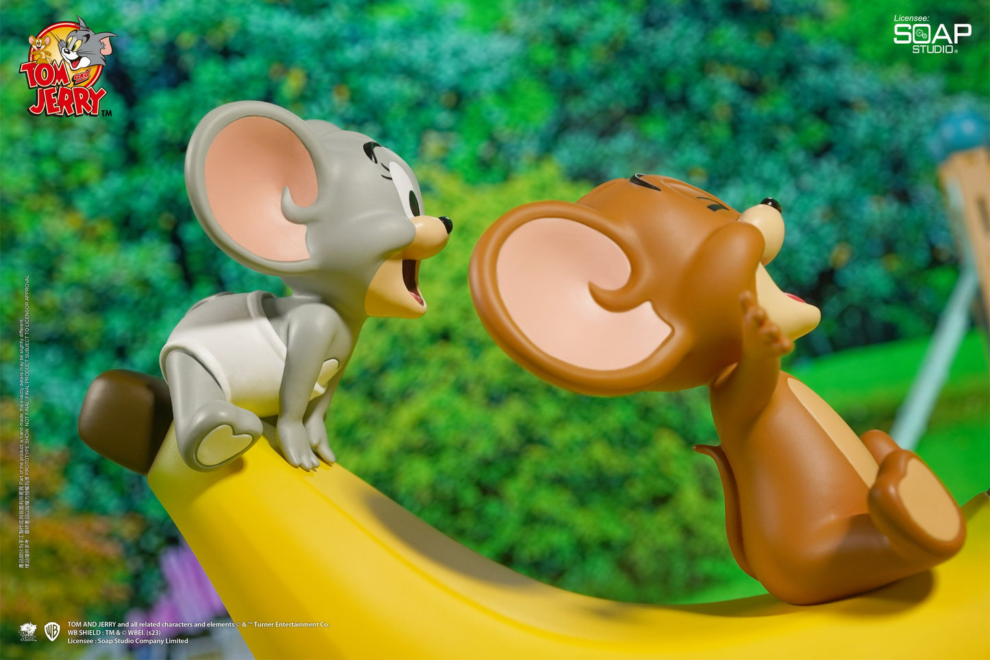 TJ – Jerry and Tuffy Banana Slide Ornament 貓和老鼠 傑瑞與泰菲香蕉滑梯擺件 (此價格不含運費)